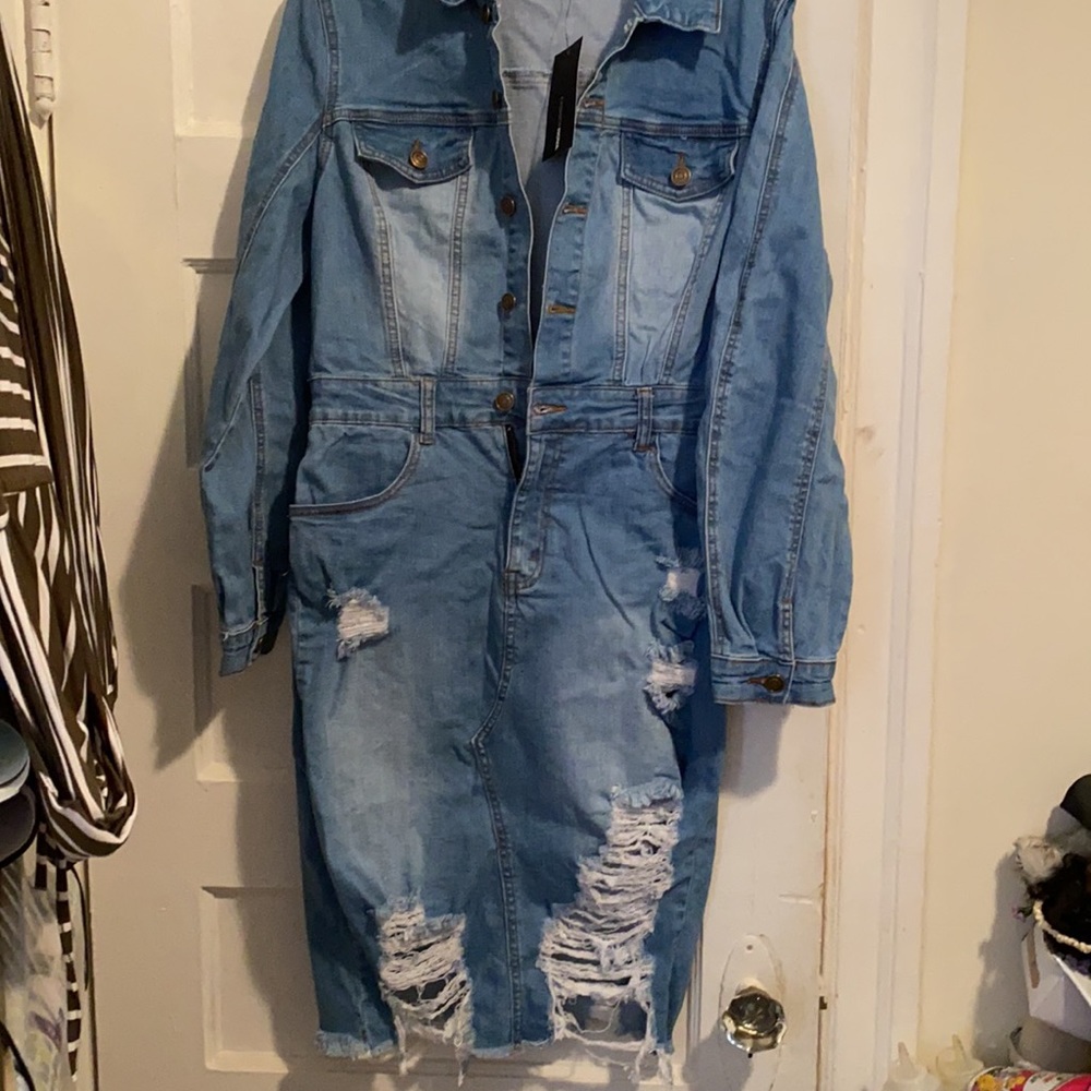 Fashion Nova Denim Distressed Dress
